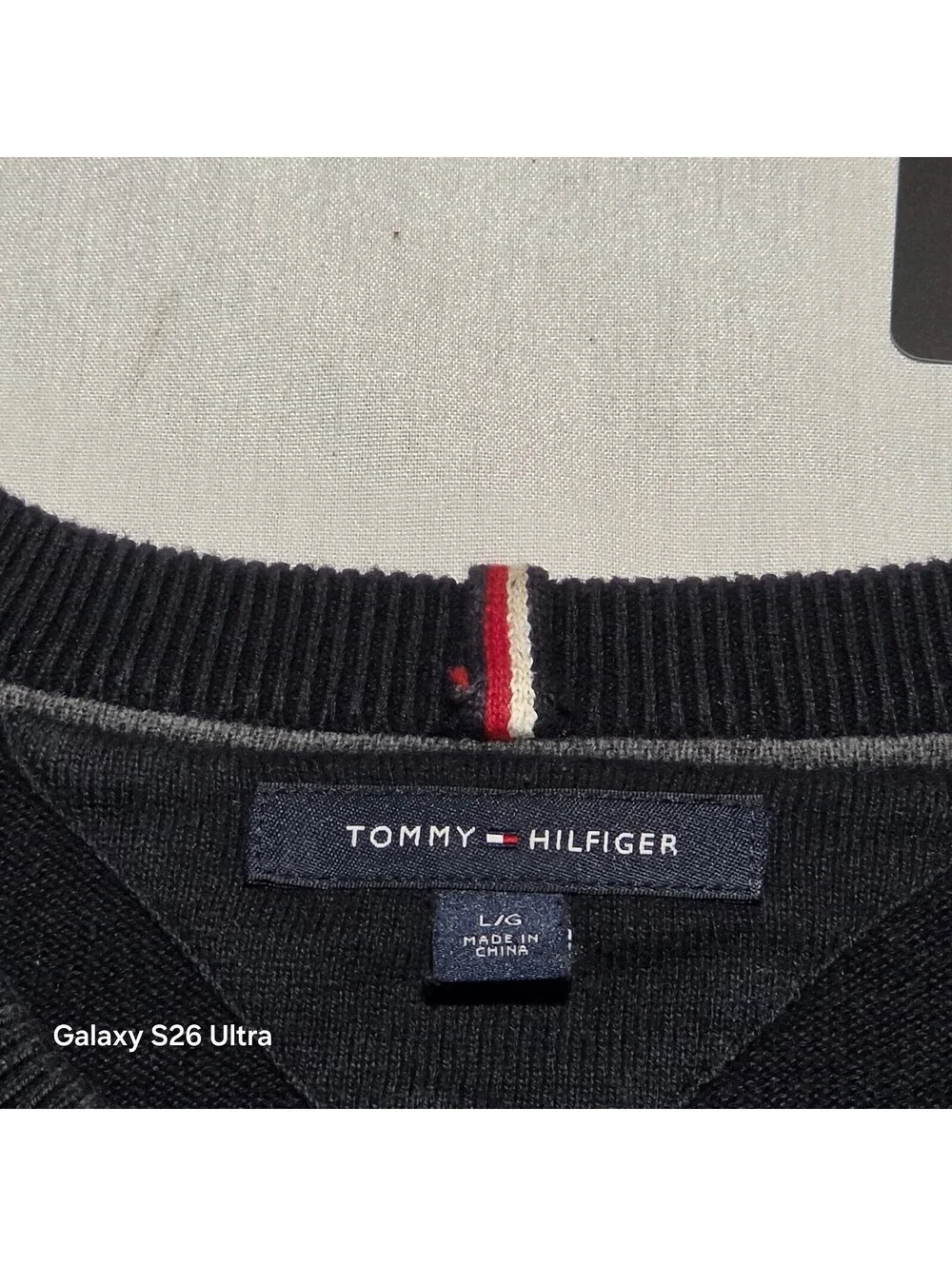Tommy Hilfiger Navy Blue Crewneck Sweater with Logo Patch